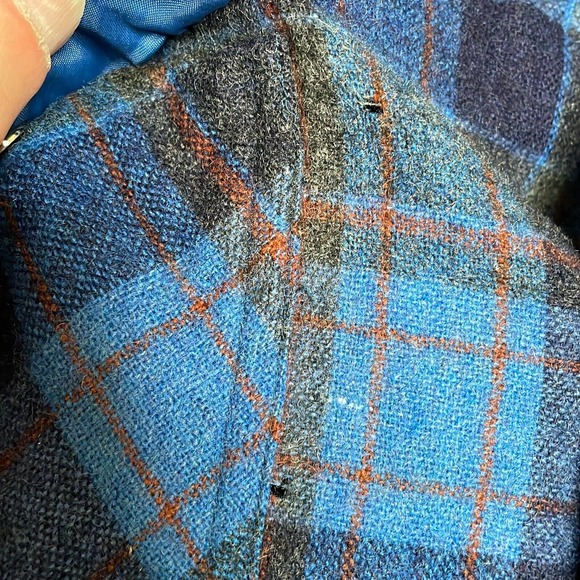 K-Mart Large Mens Blue Long Sleeve Plaid Pockets Collared Button Up Shirt - Picture 3 of 7